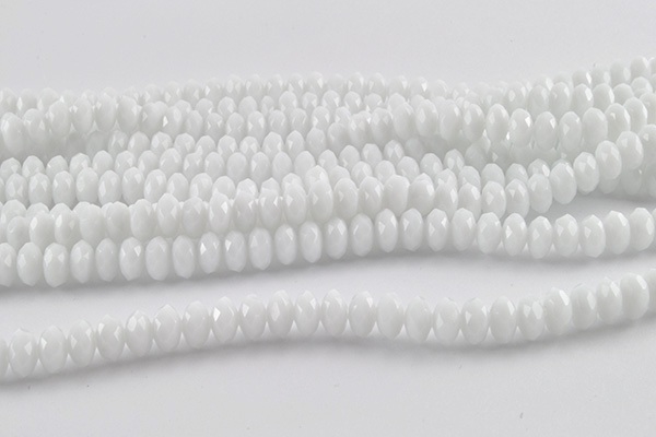 6x4 mm Glasperler, hvide, facet 1/1 streng